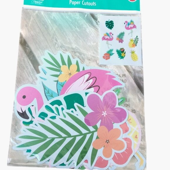 Tropical Flamingo Pineapple Paper Cutouts Craft Scrapbooking Tiki Party Decor - Picture 1 of 4